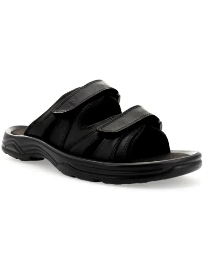 Propét Vero Mens Leather Slip On Slide Sandals In Black
