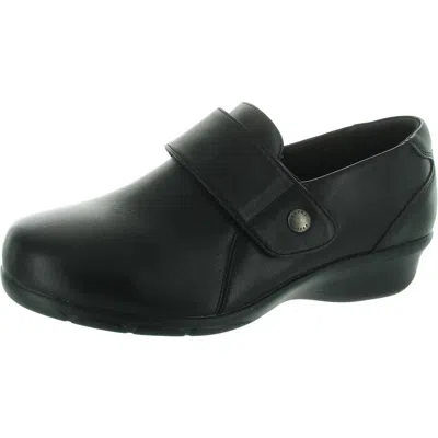 Propét Wallis Womens Solid Leather Loafers In Black