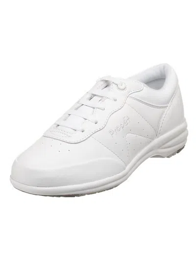 Propét Washable Walker Womens Leather Lace Up Walking Shoes In White