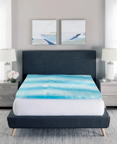 Prosleep Cooling Gel Swirl 2" Memory Foam Mattress Topper, Twin Xl In White,blue