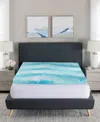 Prosleep Cooling Gel Swirl 3" Memory Foam Mattress Topper, King In White,blue