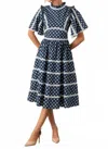 Prosperina Andromeda Midi Dress In Navy Polka Dot In Blue