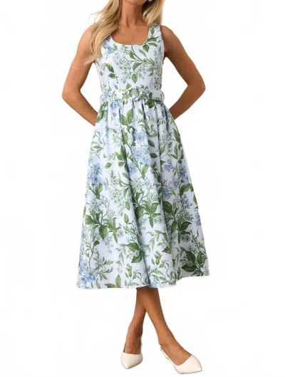 Prosperina Ava Midi Dress In Botanical Print In Blue