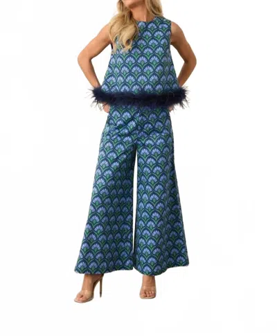 Prosperina Barrett Wide Leg Pant In Fan Fete Blue In Multi