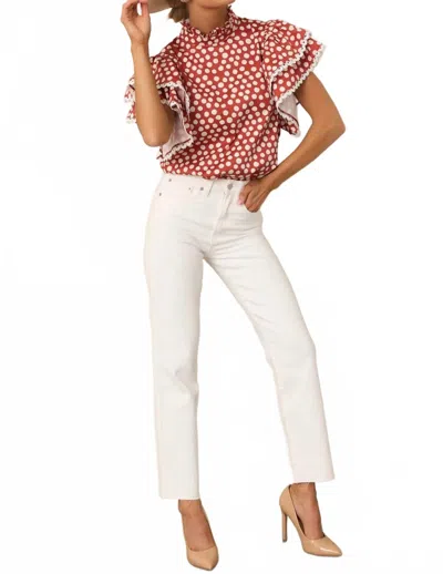 Prosperina Blair Ruffle Top In Red Brick