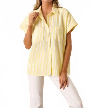 Prosperina Brooke Top In Lemonade Stripe Print In Yellow