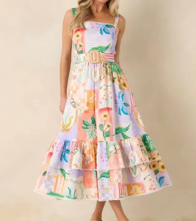 Prosperina Cassandra Midi Dress In High Societea In Multi