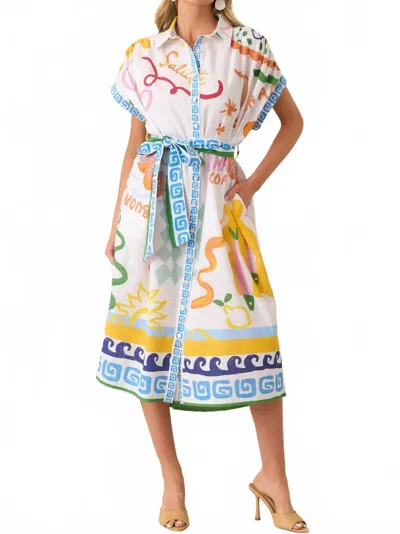 Prosperina Cleo Midi Dress In Summer Spritz Print In Multi