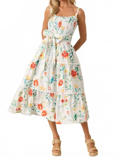 Prosperina Darcy Midi Dress In Wild Poppies Print In Multi