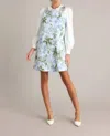 Prosperina Emily Shift Mini Dress In Blue Lilacs Botanical Print In Multi