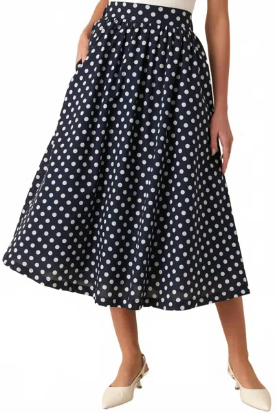 Prosperina Erica Polka Dot Mini Skirt In Navy In Blue