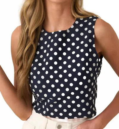 Prosperina Erica Polka Dot Top In Navy In Blue