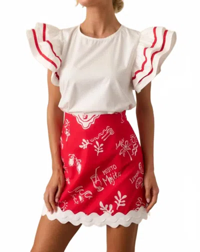 Prosperina Eva Ruffle Top In White
