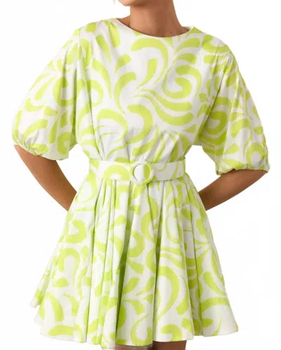 Prosperina Fallon Swing Dress In Brush Strokes Print In Multi