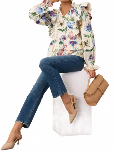 Prosperina Faye Ruffle Top In Ivory In White