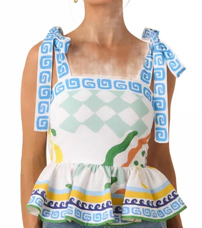 Prosperina Harley Peplum Top In Summer Spritz Print In Multi