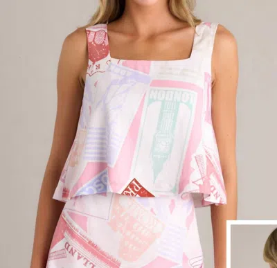 Prosperina Lola Crop Top In Passport Pink In Multi