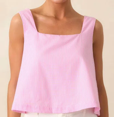 Prosperina Lola Crop Top In Peony Pink Stripe