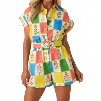 Prosperina Luca Cotton Romper In Petit Fleurs In Multi