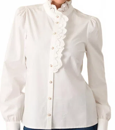 Prosperina Madison Ruffle Cotton Top In White
