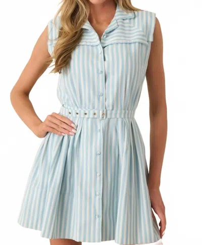 Prosperina Maggie Shirt Dress In Aqua Stripe Print In Green