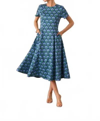 Prosperina Margot Reversible Midi Dress In Fan Fete Blue