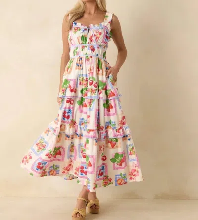 Prosperina Molly Midi Dress In Tutti Fruitti Print In Multi