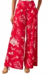 Prosperina Nina Wide Leg Pant In Red Mojito In Red