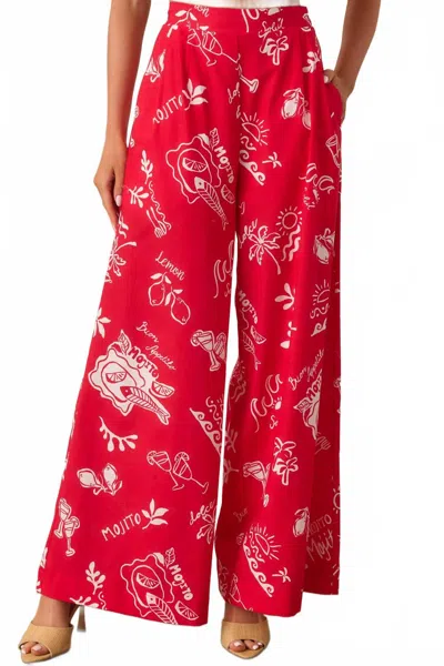 Prosperina Nina Wide Leg Pant In Red Mojito