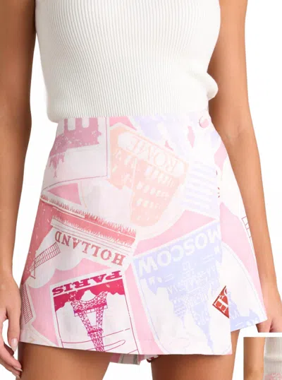 Prosperina Peyton Mini Skort In Passport Pink In Multi