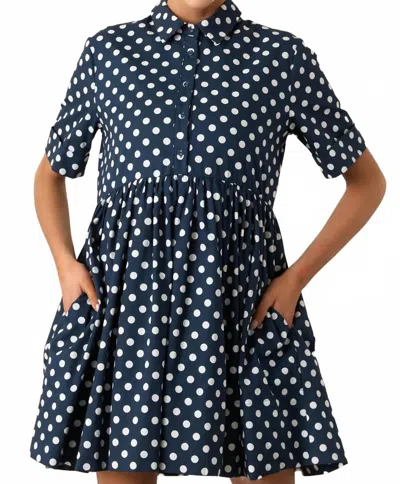 Prosperina Piper Mini Dress In Navy Polka Dot In Blue