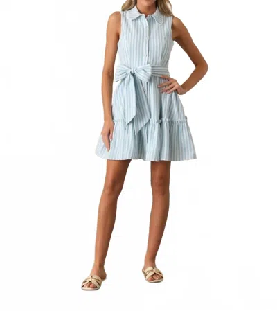 Prosperina Poppie Mini Dress In Aqua Stripe In Multi