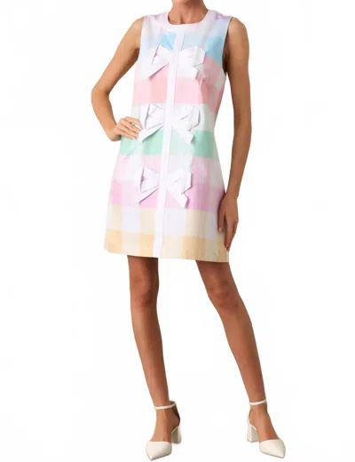 PROSPERINA PRESCOTT EASTER SOIRÉE PLAID SHIFT DRESS IN PASTEL PLAID