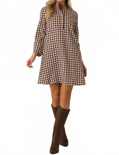 Prosperina Savoy Shift Mini Dress In Chocolate Check In Multi