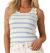 Prosperina Shay Scallop Tank In Blue Belle Stripe In Blue