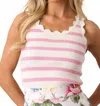 Prosperina Shay Scallop Tank In Lantana Stripe Pink In Pink