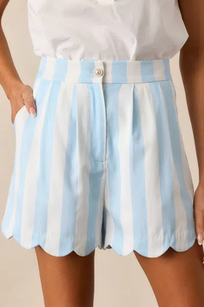 Prosperina Sophia Scallop Shorts In Blue Bonnet Stripe