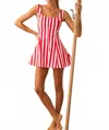 Prosperina Stripe Alessandra Romper In Cherry Red In Multi