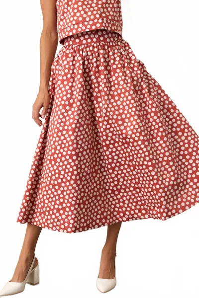 Prosperina Thena Polka Dot Skirt In Red Brick