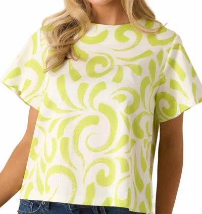 Prosperina Tyler Top In Brush Strokes Print In Green