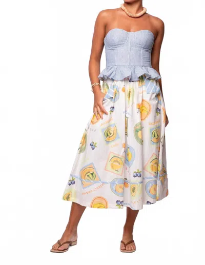 Prosperina Women's Annie Apron Skirt In Orchard Print In White