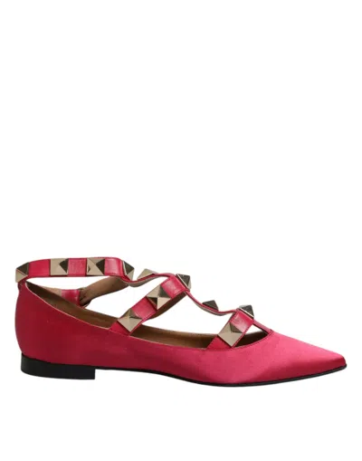 Prosperine Gold Studded Pointed Toe Ballet Flats Women's Shoes In Red