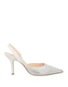 Prosperine Woman Pumps Silver Size 9 Leather, Textile Fibers