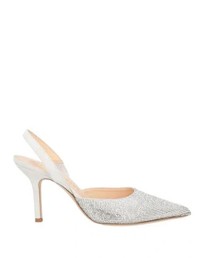 Prosperine Woman Pumps Silver Size 9 Leather, Textile Fibers In Silver