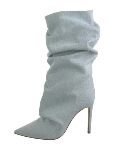 Pre-owned Prota Fiori Denim Patterned Slouch Boots W/ Tags In Blue