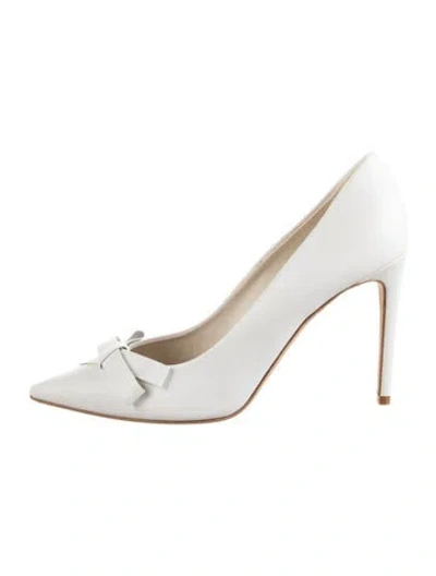 Pre-owned Prota Fiori Leather Bow Accents Pumps W/ Tags In White