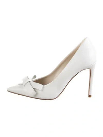 Pre-owned Prota Fiori Leather Bow Accents Pumps W/ Tags In White