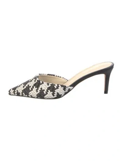 Pre-owned Prota Fiori Leather Colorblock Pattern Mules In Black