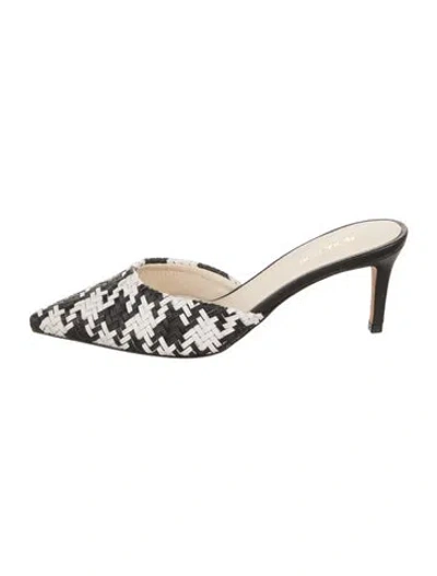 Pre-owned Prota Fiori Leather Houndstooth Print Mules W/ Tags In Neutrals