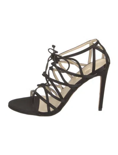 Pre-owned Prota Fiori Satin Sandals In Black